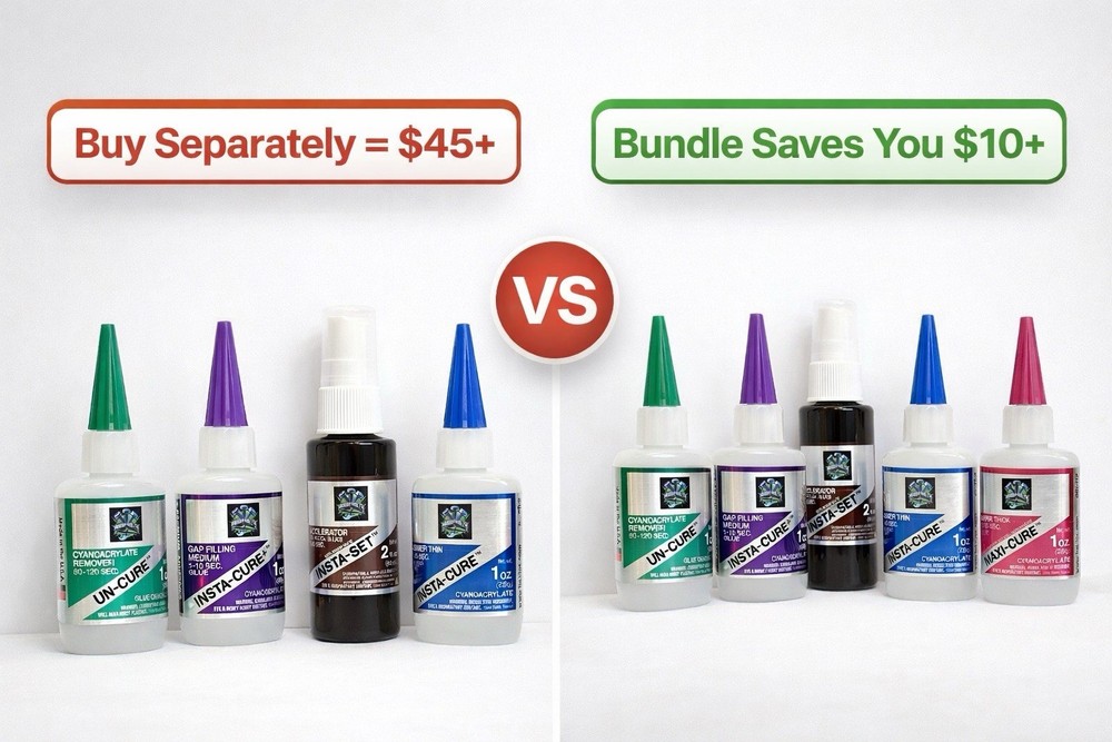 Professional CA Glue Set – Thin, Medium & Thick + Accelerator & Debonder (BSI)