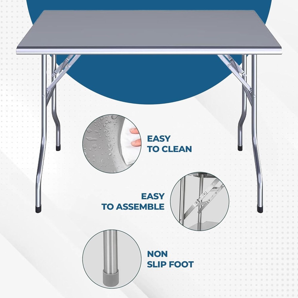 Premium Quality Stainless Steel Open Base Folding Utility Table - Folding Table