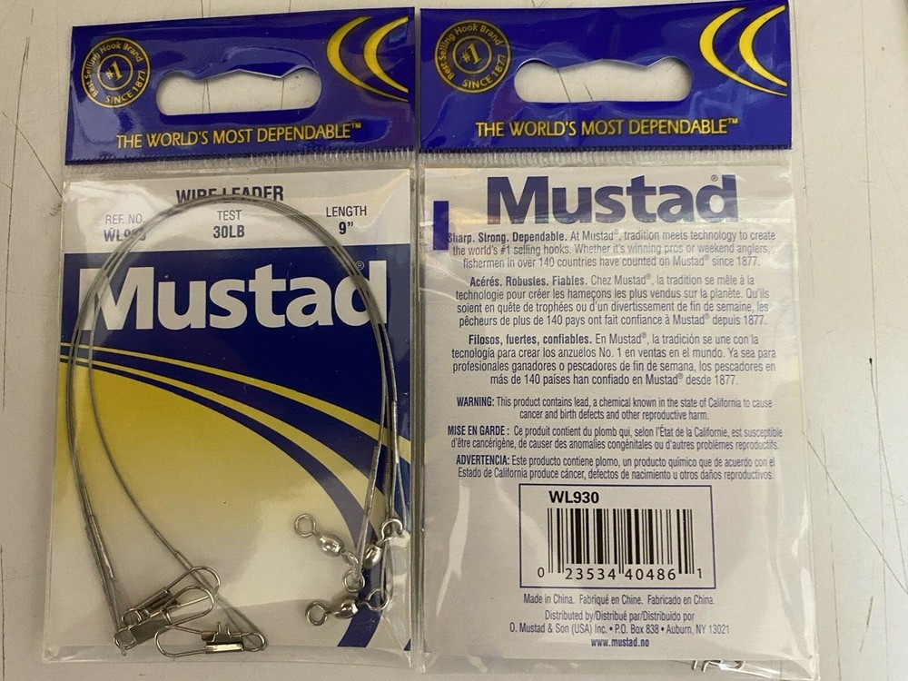 10 Packs MUSTAD WIRE LEADERS 30LB / 9" MODEL WL930