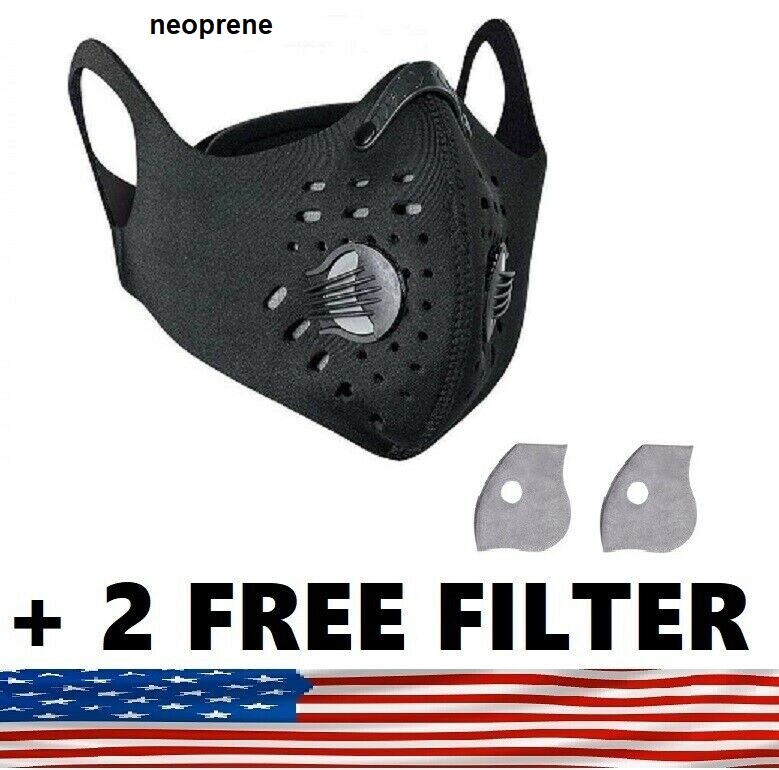 Face Mask Active Carbon Filter & Breathing Valve + 2 Free 5Layer PM 2.5 Filter ✅
