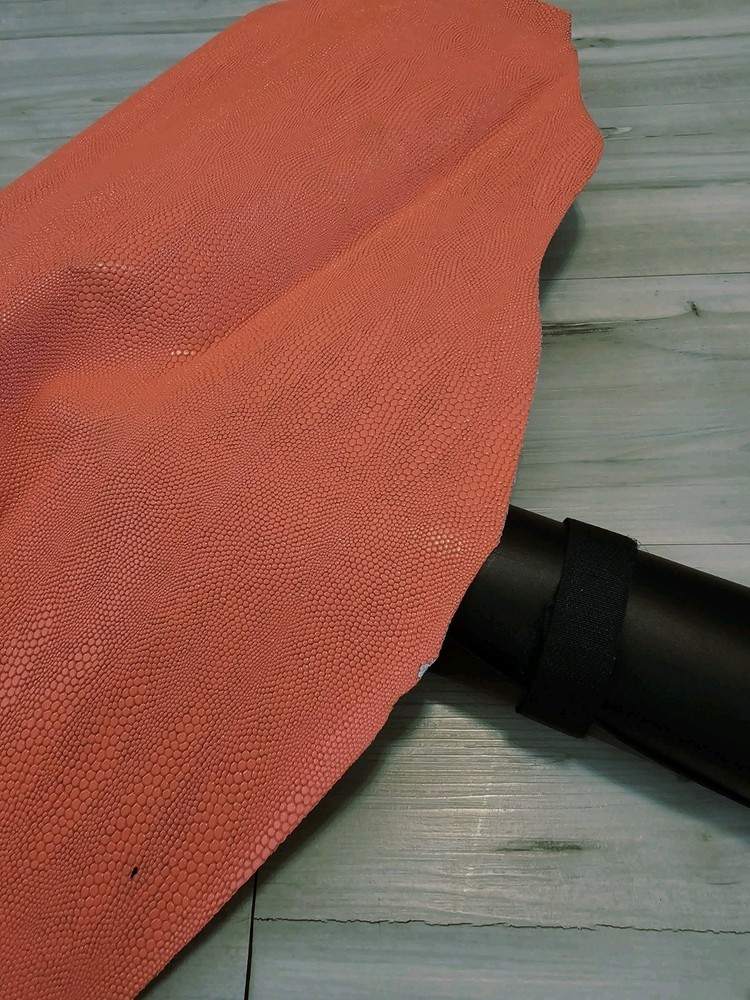 FLUORESCENT CORAL STINGRAY EMBOSSED SHEEPSKIN LAMBSKIN LEATHER HIDE PANEL,SHEET