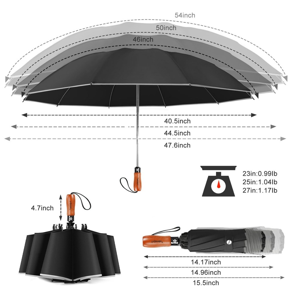 Large Reverse Umbrella -50 Inch Windproof Folding Inverted Umbrella - Upside ...