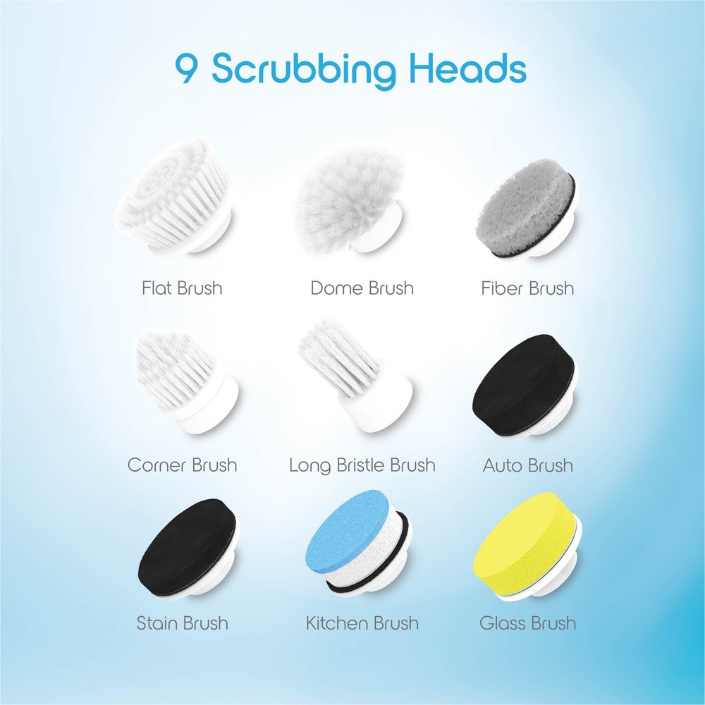 Electric Spin Scrubber, Multi-surface Rechargeable Cordless Scrub Brush