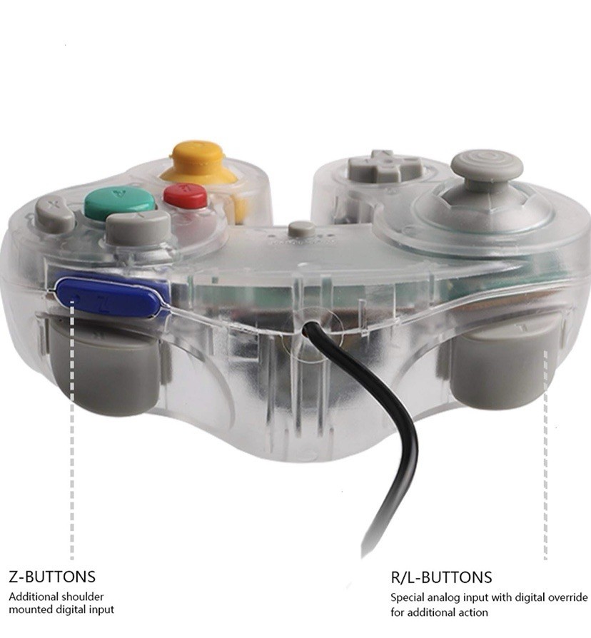 Clear Wired NGC Controller Gamepad For Nintendo GameCube GC & Wii U Console