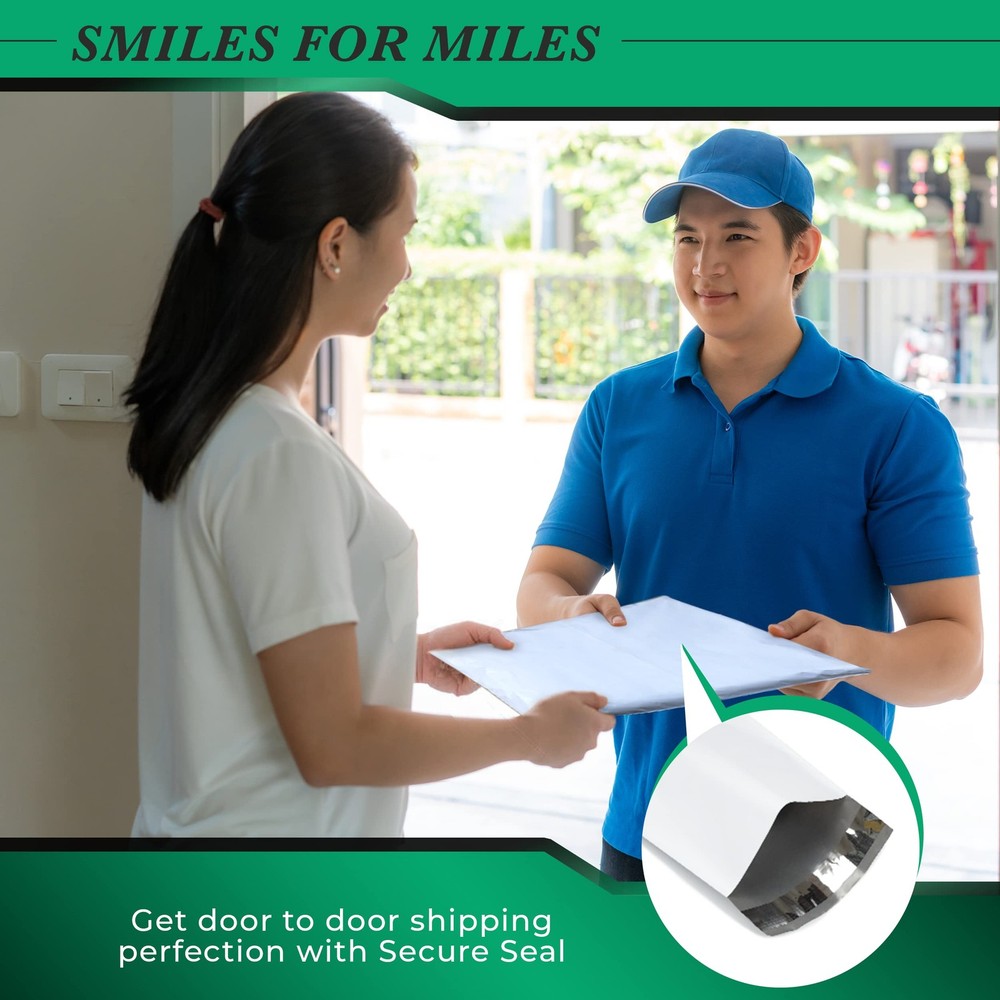 100 Pack Secure Seal White Poly Mailers - Safe 4” x 6” (100 Pack),