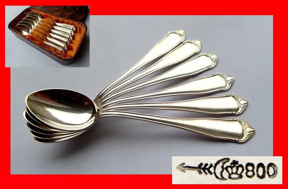 Set, 6 Coffee/ Tea Spoons, Robbe & Berking, 800 Silver E625