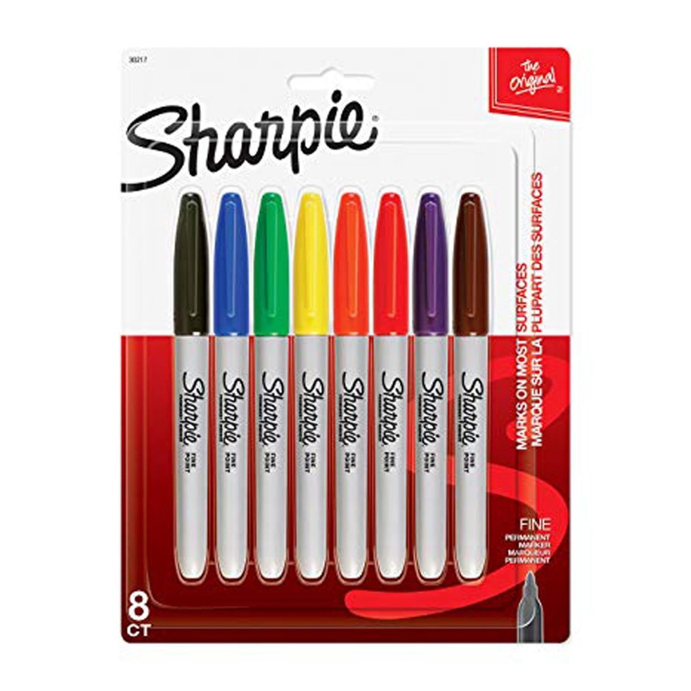 Permanent Markers, Fine Point, Assorted Colors, 8 Count  School, Office, Arts...