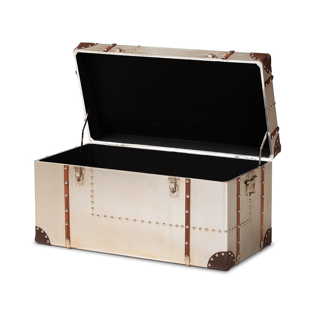 Baxton Studio Bechet Storage Trunk Silver (154-9188-HiT)