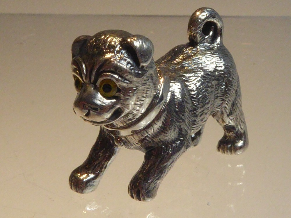 PAIR SOLID SILVER MINIATURE DOGS