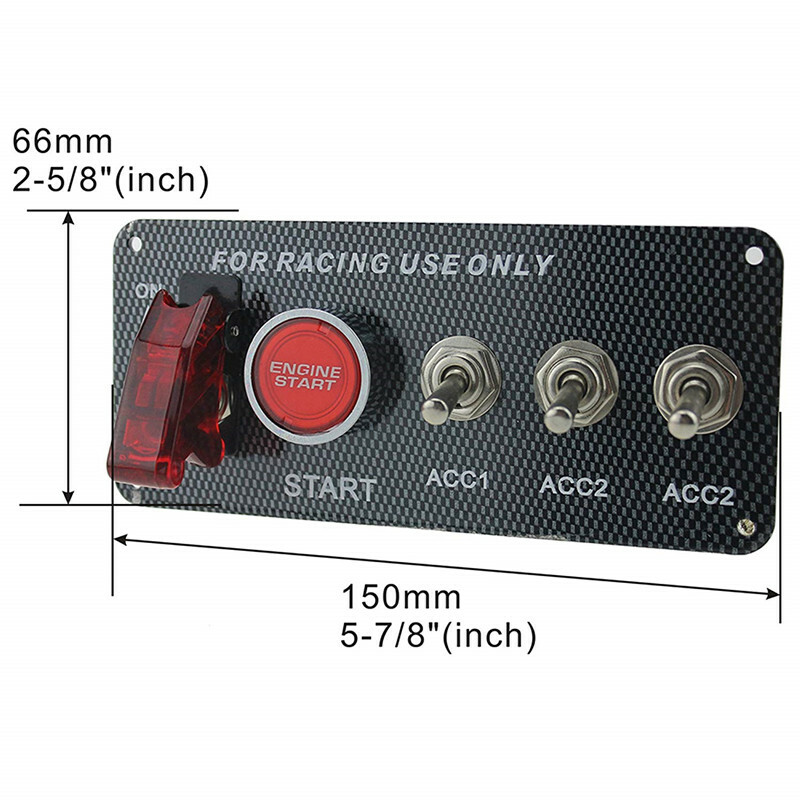 Car Carbon Fiber Panel Start Buttons Power Toggle Ignition Engine 5in1 Button