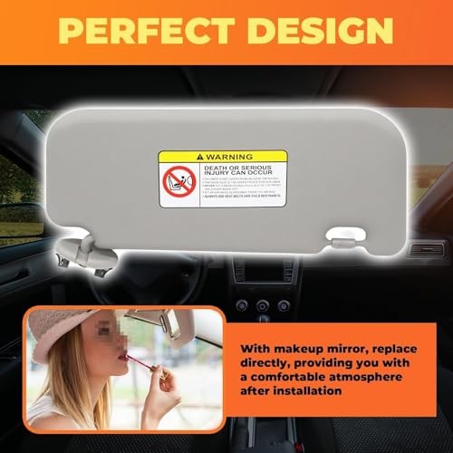 Driver Side Sun Visor Compatible with Yaris 2007 2008 2009 2010 2011 Gray