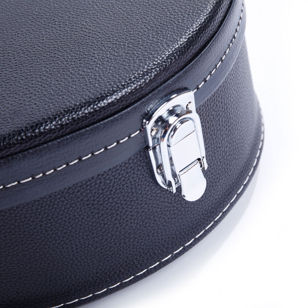 Hardshell A-Style Microgroove Pattern Leather Wood Mandolin Case Black