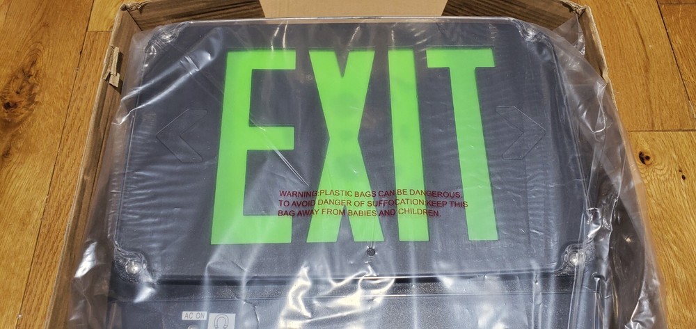 Commercial Wet Location Exit And Emergency Light Combination Single Face GREEN