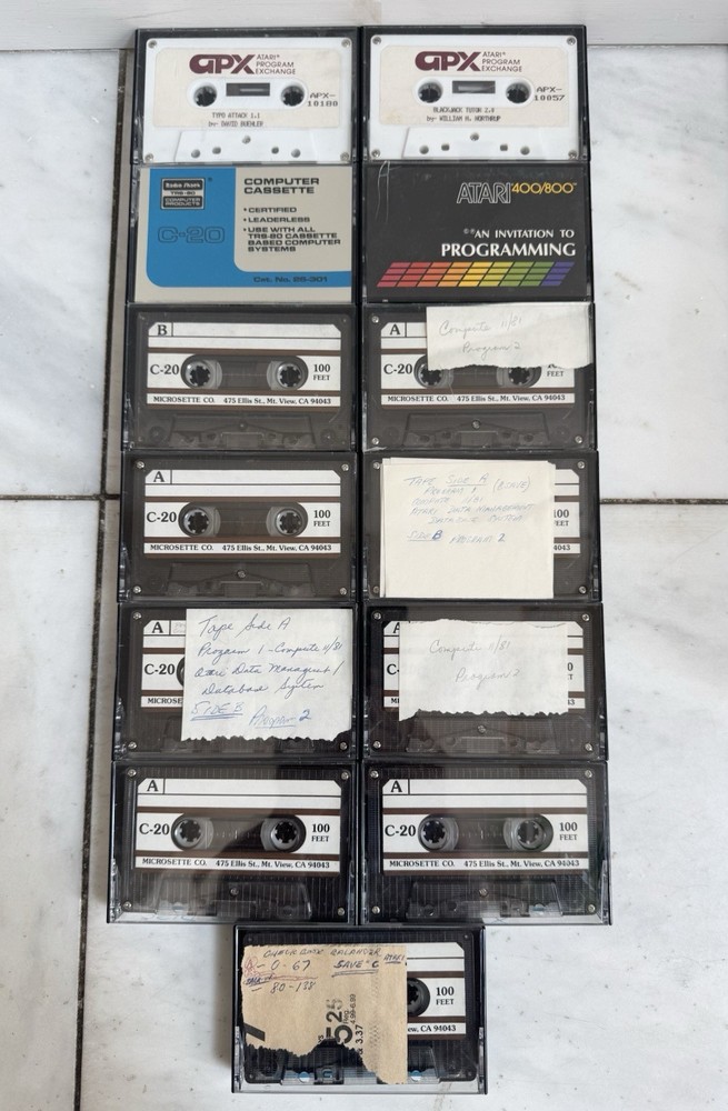 Vintage C-20 Cassettes Computer Programs Atari APX Program Exchange W Case