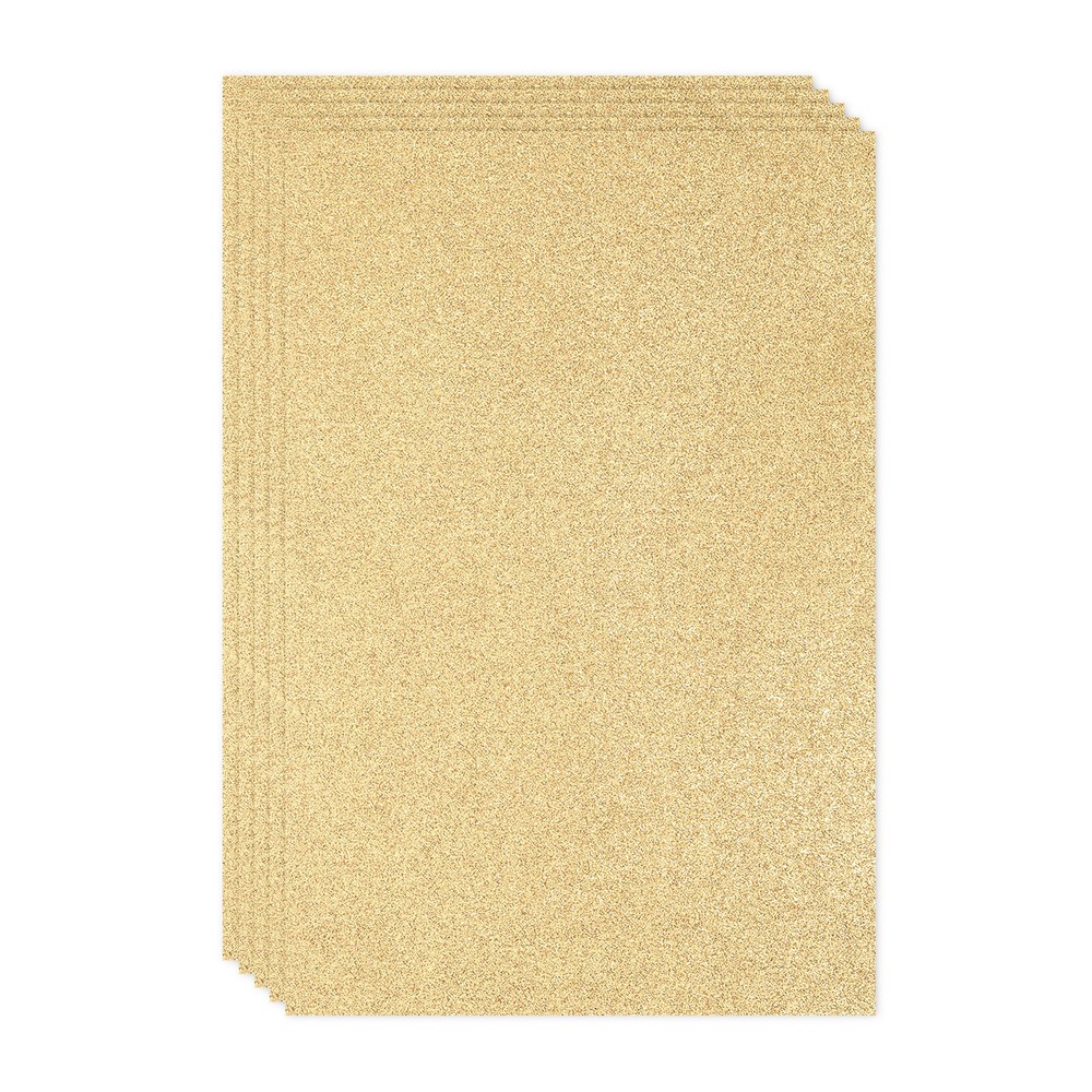 5 Sheets 2mm Glitter Foam Sheet EVA Paper with Back Adhesive, Light Gold