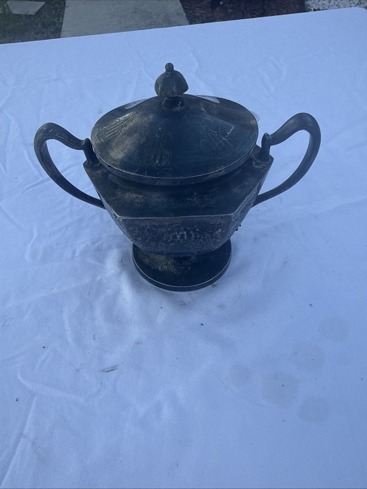 ANTIQUE PLATED SUGAR BOWL