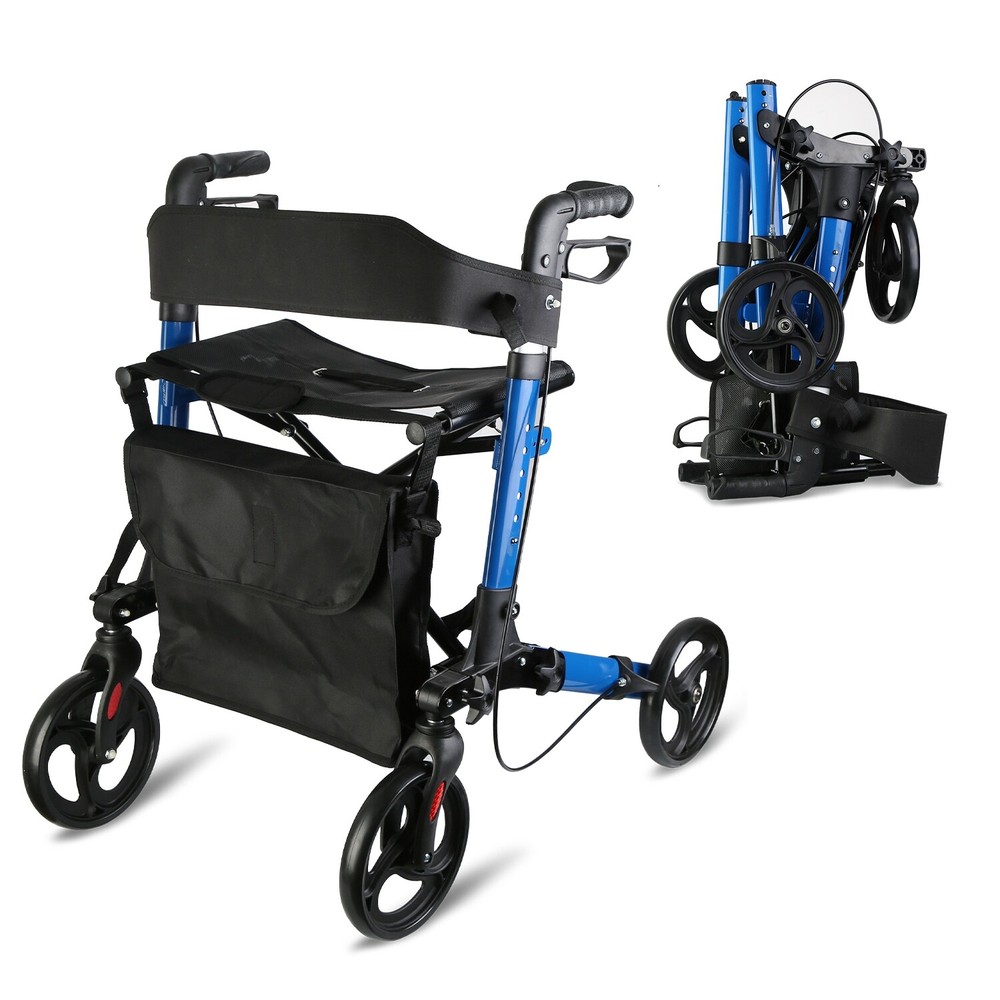 Rollator Walker & Seat Backrest Aluminum Rolling Walker Outdoor Rolling Walker