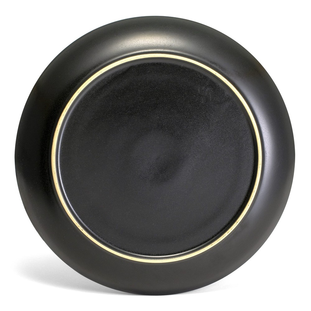 Sango 16-Piece Stoneware Dinnerware Set for 4, Glossy Black/Blue Big Dinner P...