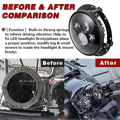 7 Inch Round Headlight Ring Mounting Bracket with LED Headlight 7 inch Black