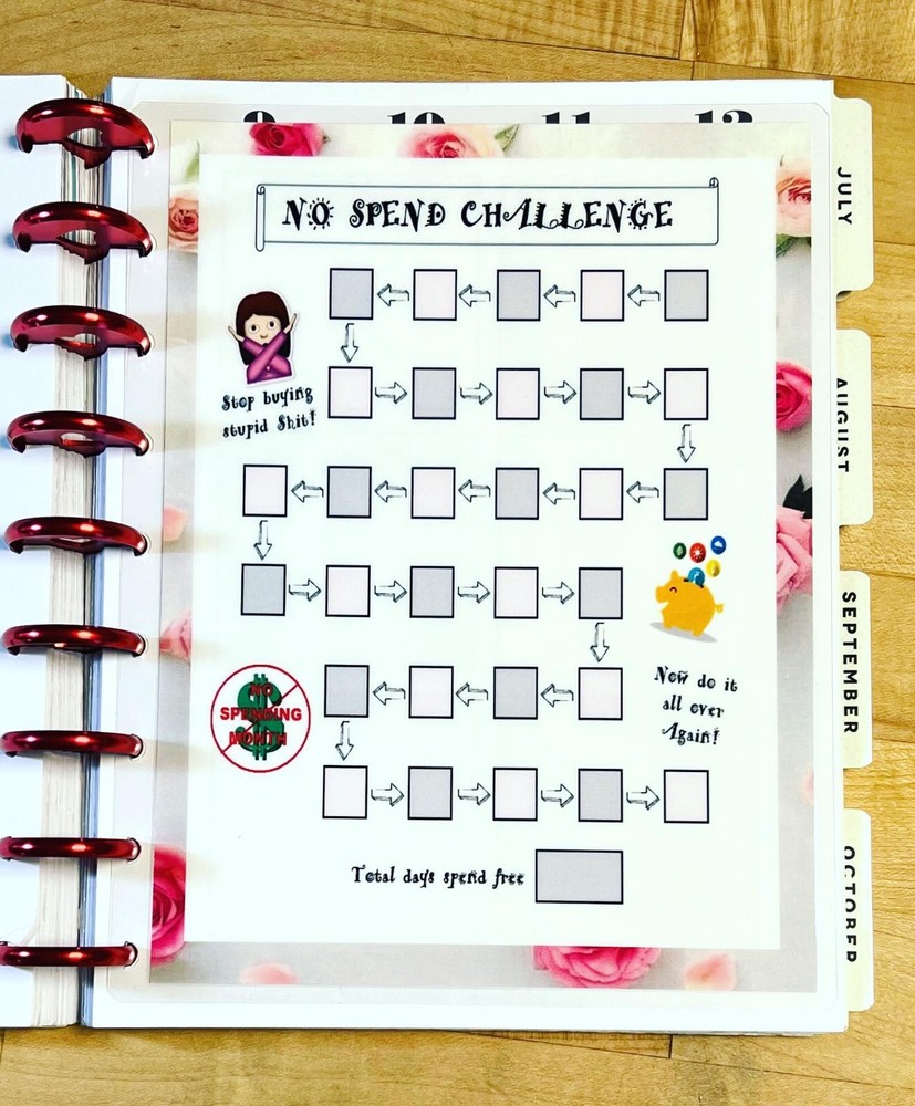 No Spend Tracker Challenge Dashboard 4 use w/ Classic Happy Planner~
