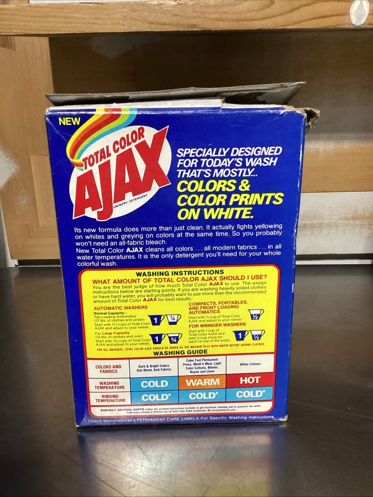 Vintage 1970's Ajax Laundry Soap Box 20 oz EMPTY