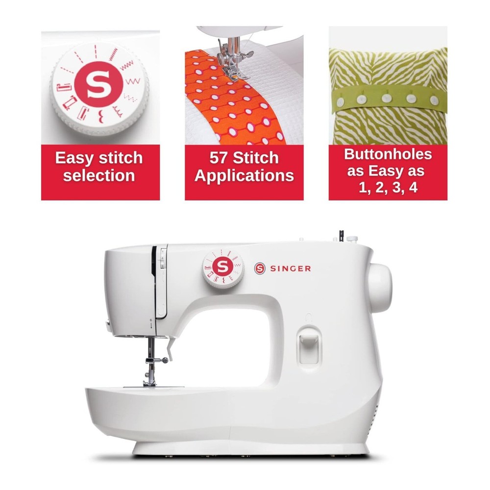 SINGER MX60 Sewing Machine 57 Stitch Applications Accessory Kit (White)