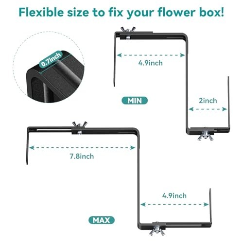 Adjustable Planter Box Brackets,Enhanced Bottom Support,Universal Outdoor Hangin