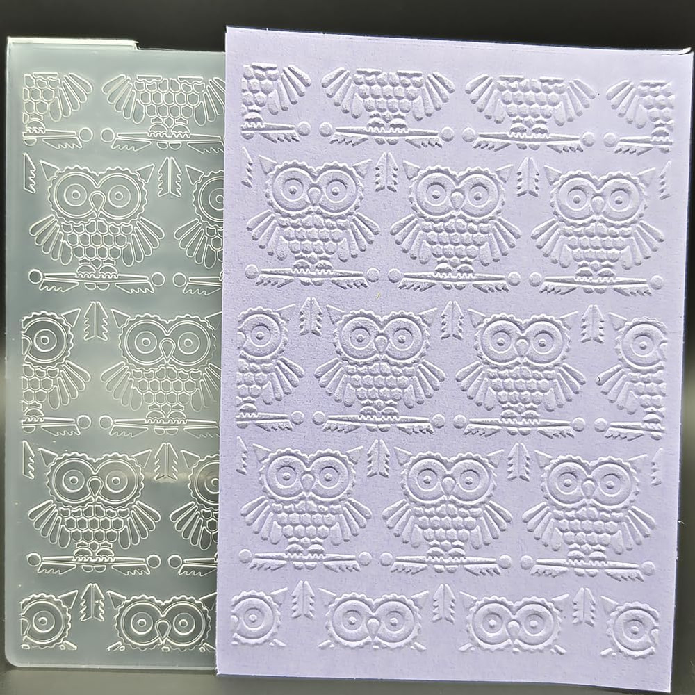 Plastic Embossing Folder A6 Size Owls Pattern Paper Crafts Plastic Textured Impr