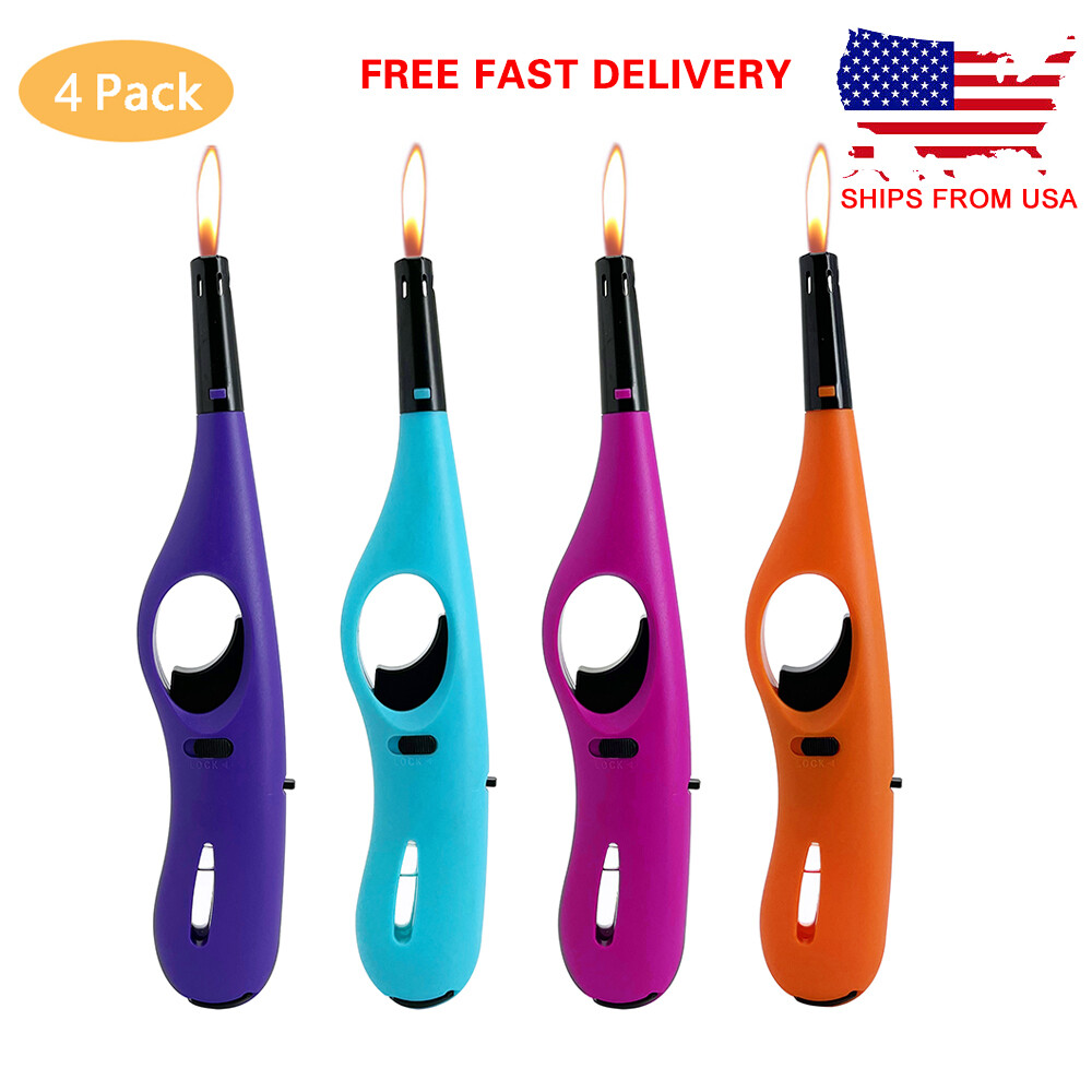 Utility Kitchen Multipurpose Long Candle Lighter Already Filled Gas Pack 4