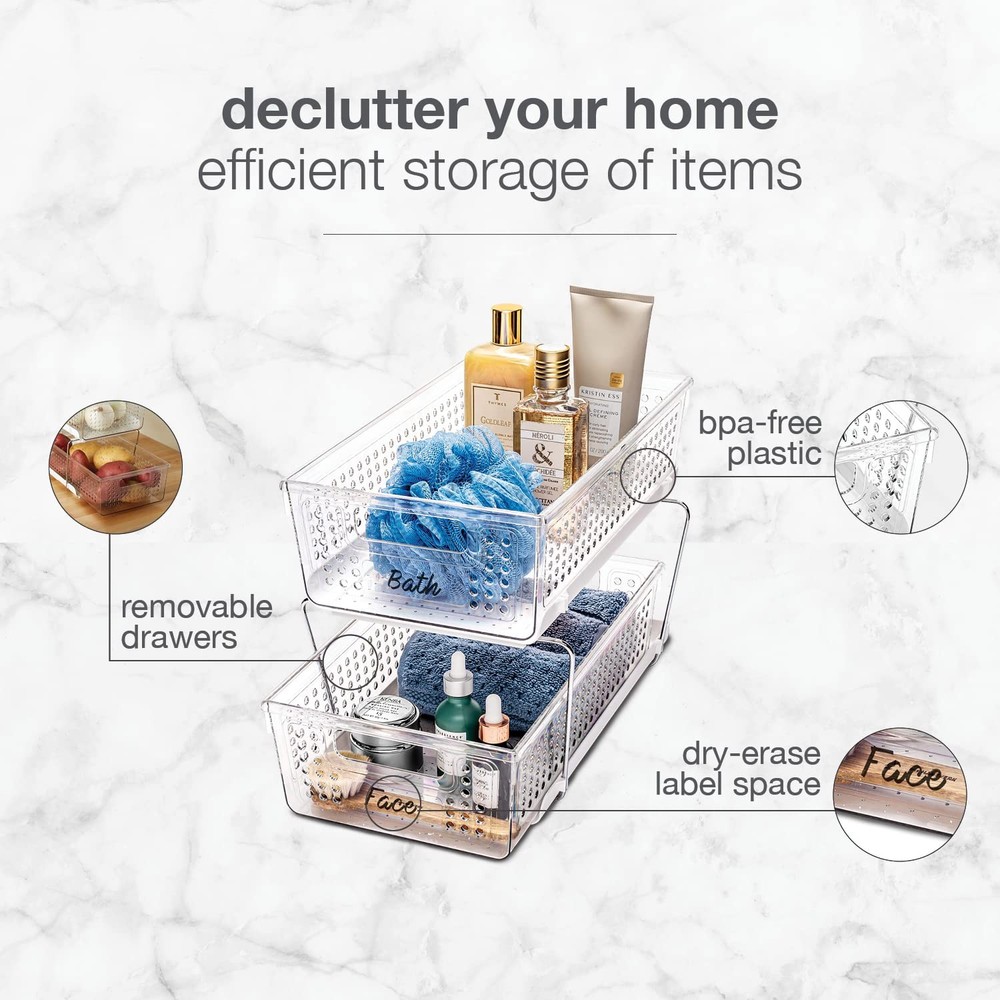 madesmart 2 Tier Organizer, Under Cabinet Storage with Pull Out 1-Pack, Clear