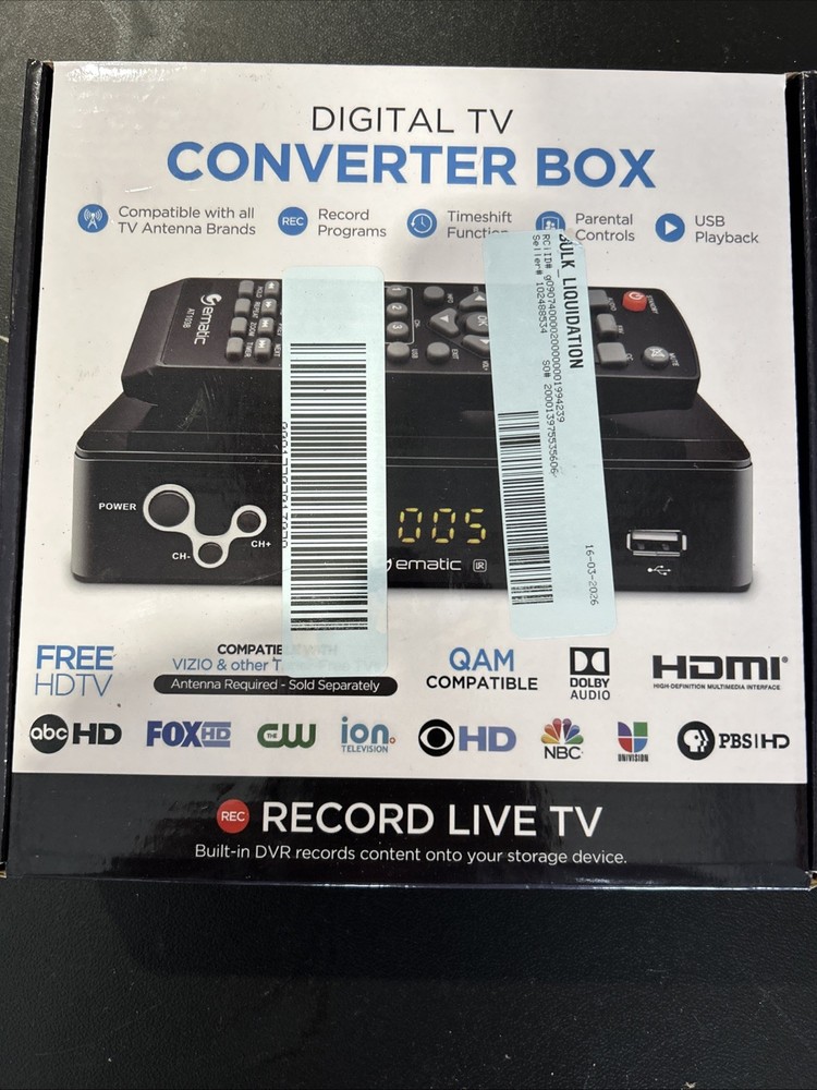 Ematic AT103B Digital Converter Box HDMI USB Recording - Open Box