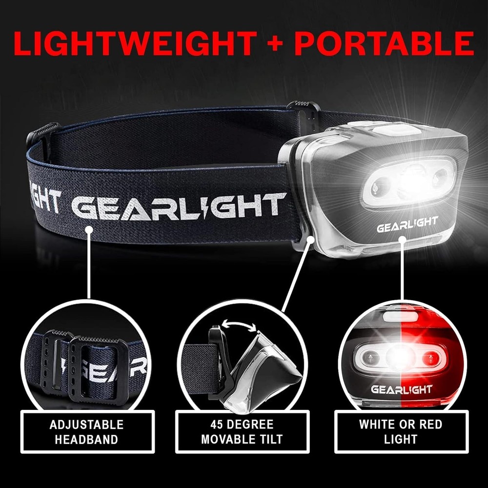 Versatile 2-Pack LED Headlamps - Water-Resistant, Adjustable, Lightweight Design