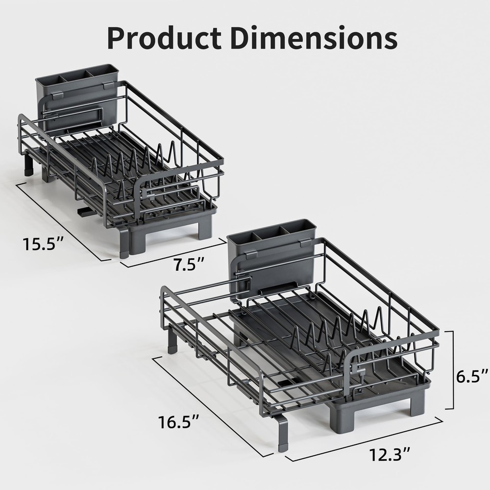 Small Dish Drying Rack - Extendable Dish Rack for Kitchen Counter, Rustproof ...