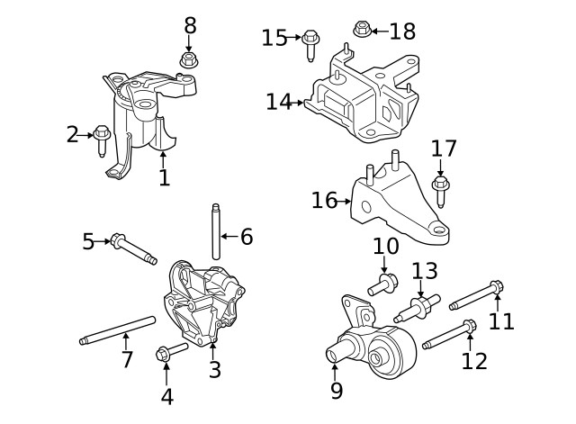 Genuine Ford Engine Support Rod Stud W708332-S442