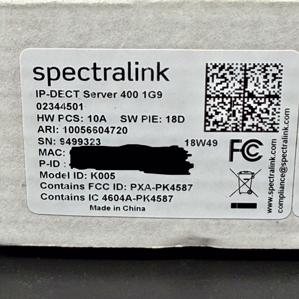 Spectralink k005 IP-DECT Server 400 Scalable DECT Solution 02344501 - New OB
