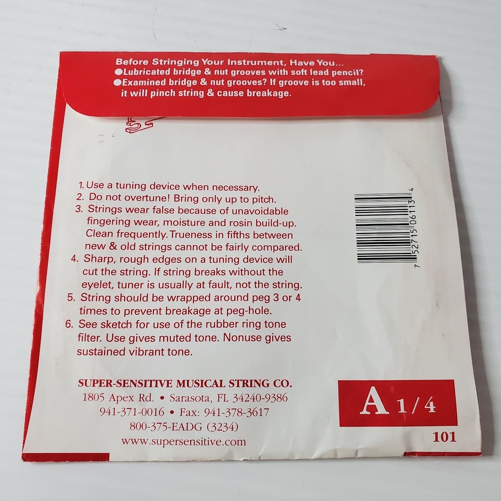 Super Sensitive Red Label Cello A String 1/4 Size New