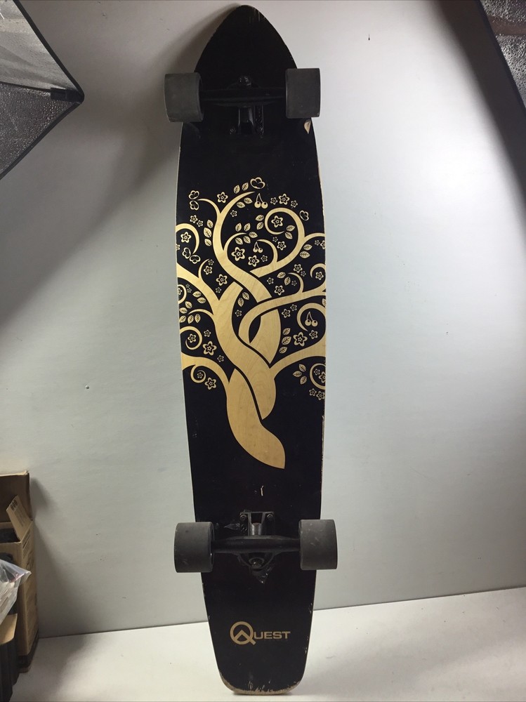 Quest Longboard Skateboard 44" Cruiser Twisted Cherry Tree Design Smooth Wheels