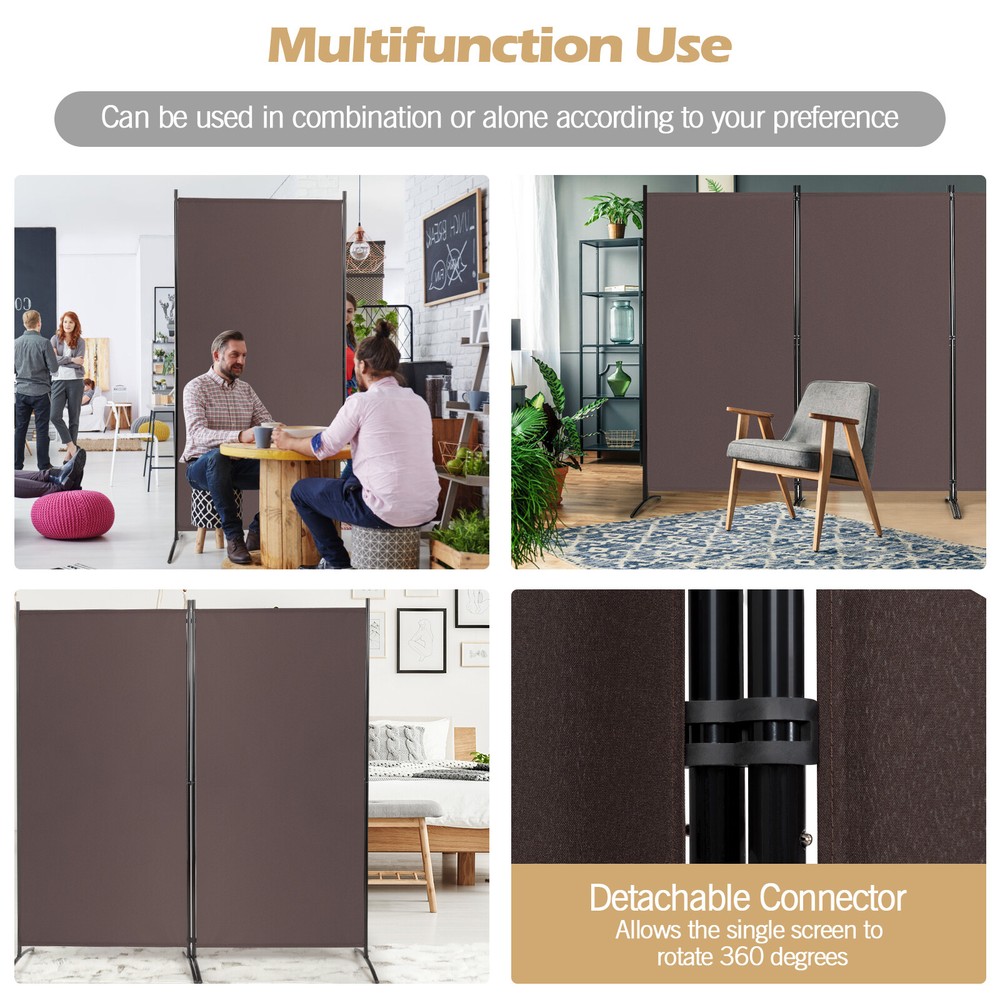 3-Panel Room Divider Folding Privacy Partition Screen for Office Room Brown