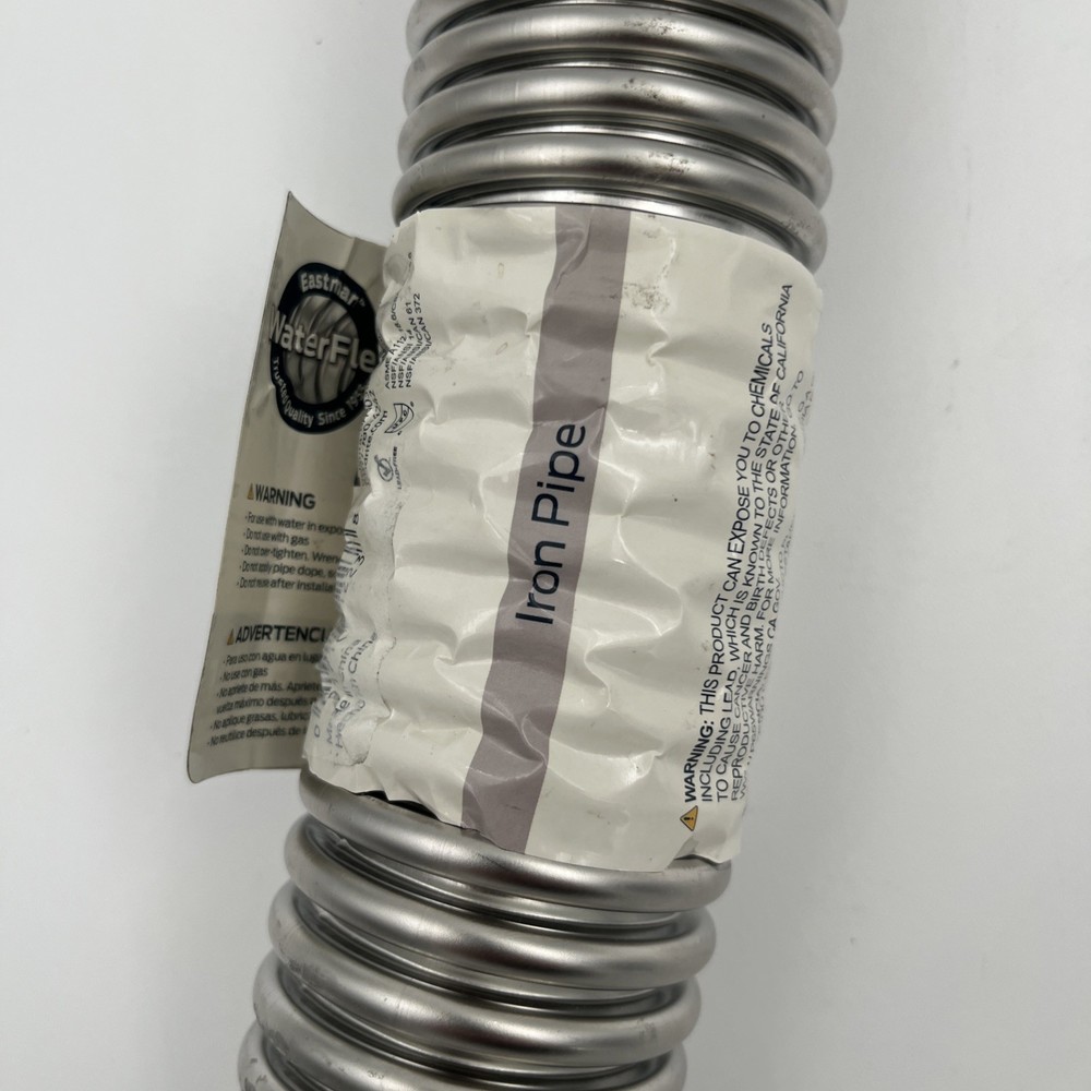 18 Inch Water Heater Connector, 2 X 2 Inch FIP, Corrugated Stainless Steel Water