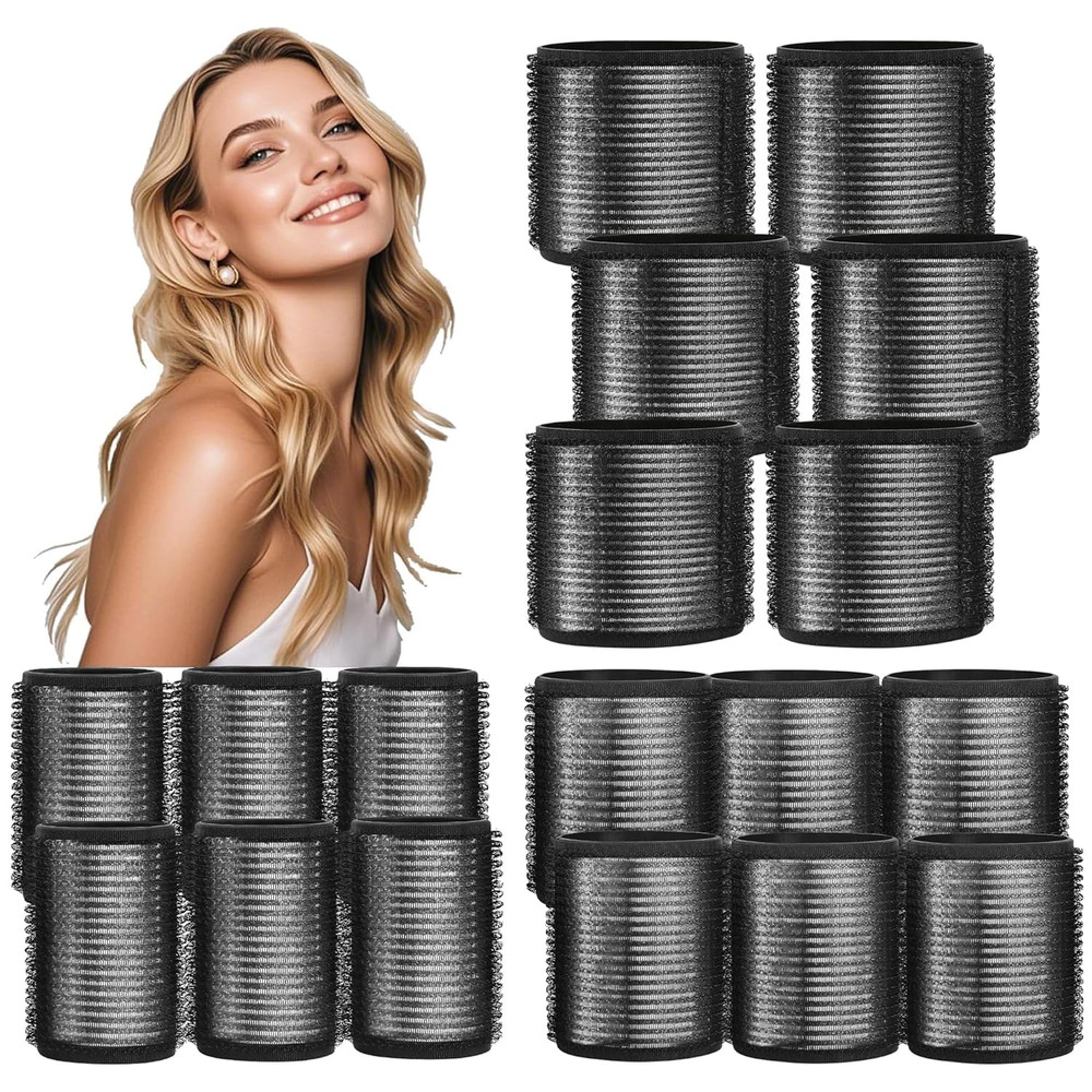 HYOUJIN 18Pc Self-Grip Ceramic Ionic Thermal Rollers Set for Salon-Quality