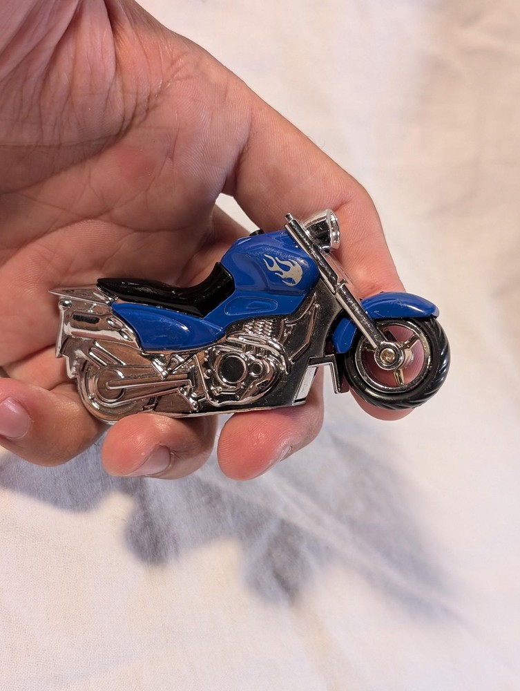 Vintage Blue Motorcycle Pocket Cigarette Cool Lighter with light!