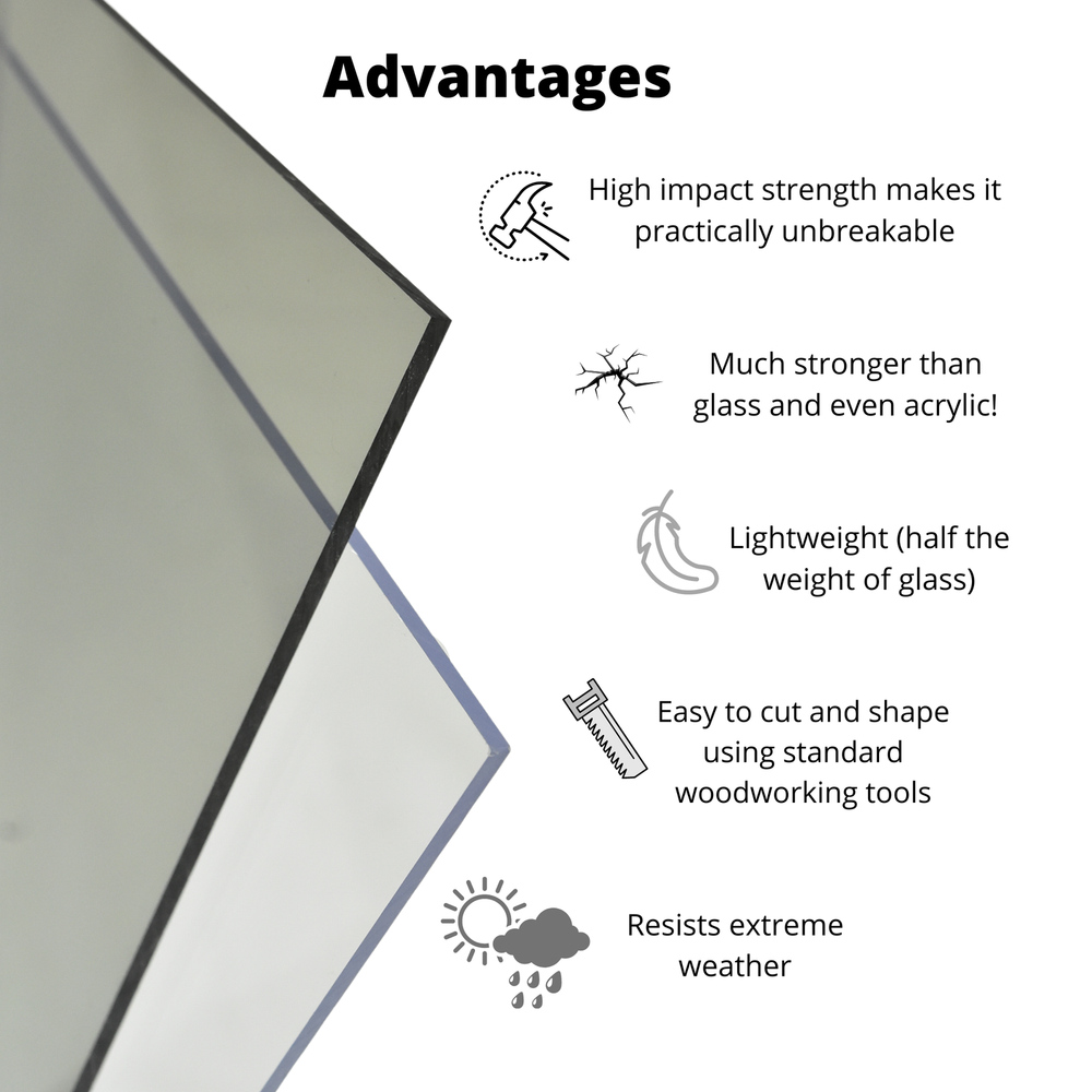 BuyPlastic Clear Polycarbonate Plastic Sheet 1/8" x 24" x 24" , Lexan panel