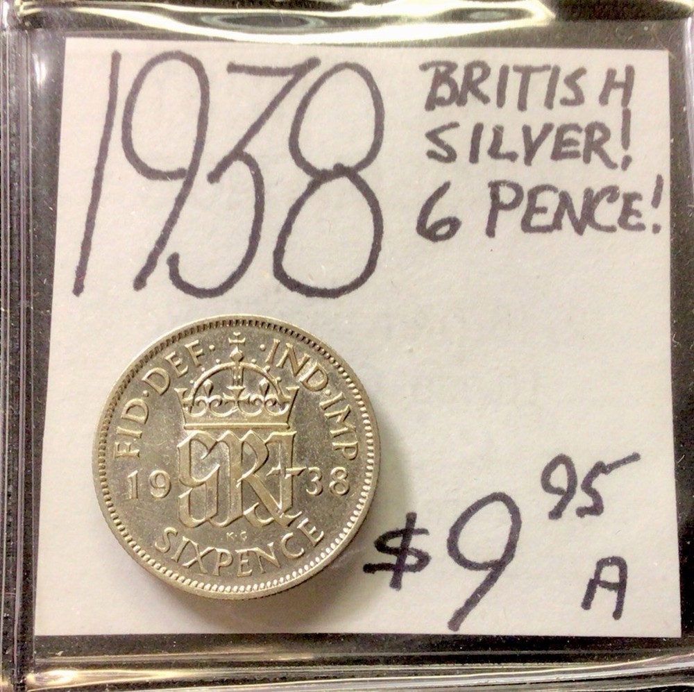 1938 British Silver 6 Pence! ENN Coins