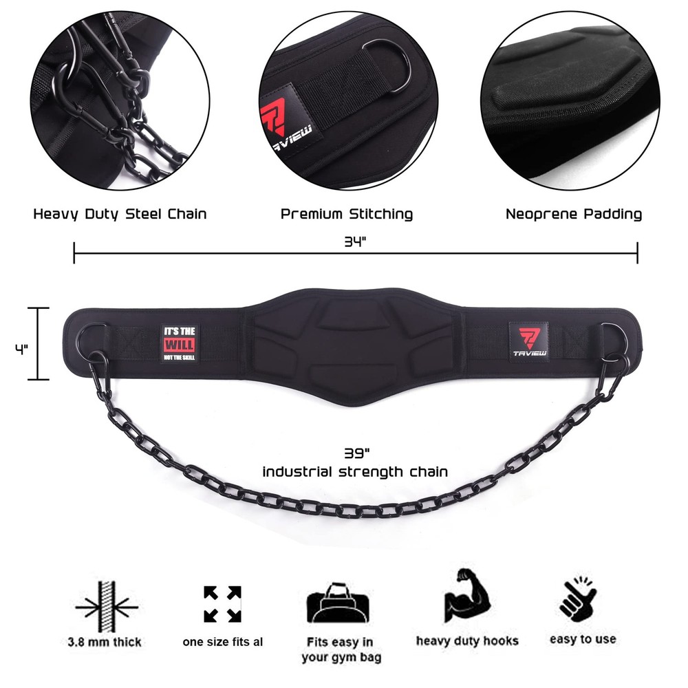 Heavy Duty Dip Belt With Chain - Weighted Pull Up Belt for Workout