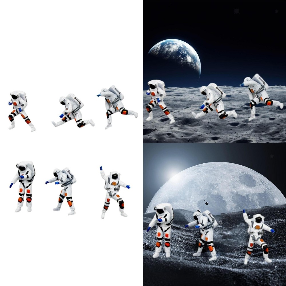 Mini Space Figure Sculpture 1/64 Scale Tabletop Space Scene Model Cute Micro