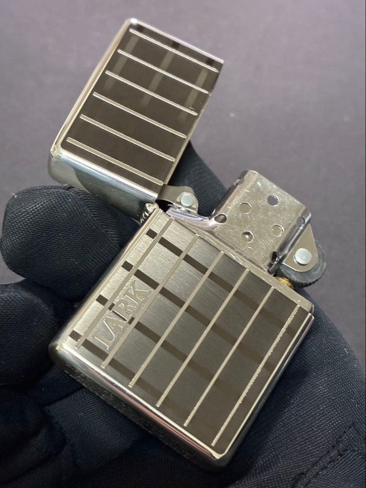 Zippo 1937 Replica Lark Check Silver One Sided Processing Lighter Japan