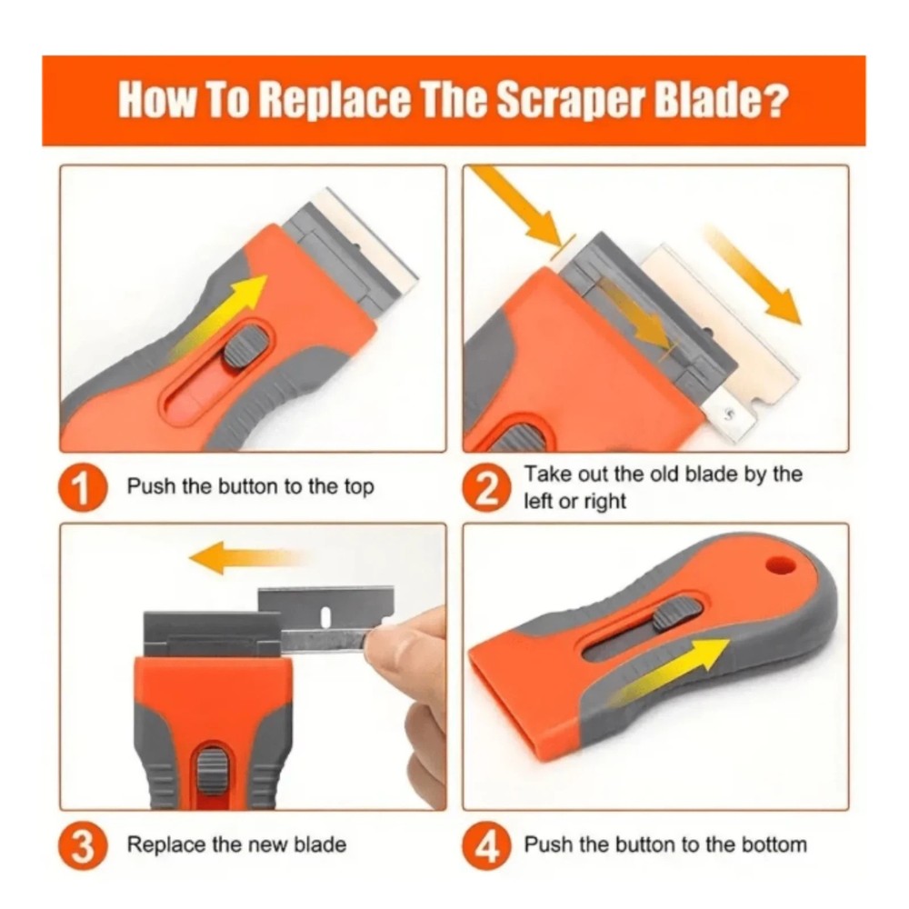 Razor Scraper Tools with 10 Blades Multipurpose Removal Two Tone Cleaning Tools