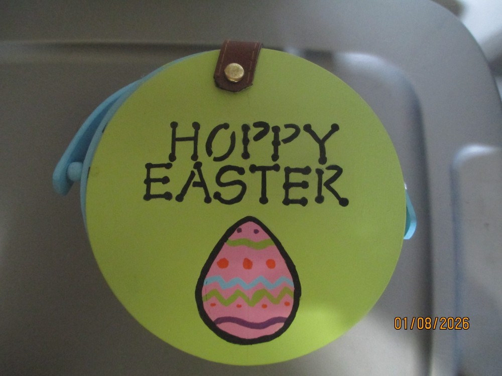 Hoppy Easter Hand Painted Pop up Basket