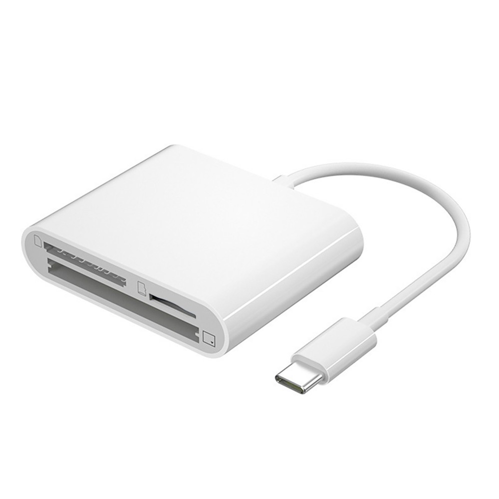 Type-C 3-Slot Memory Card Reader for SD MicroSD Cards Plug Play for Smartphone