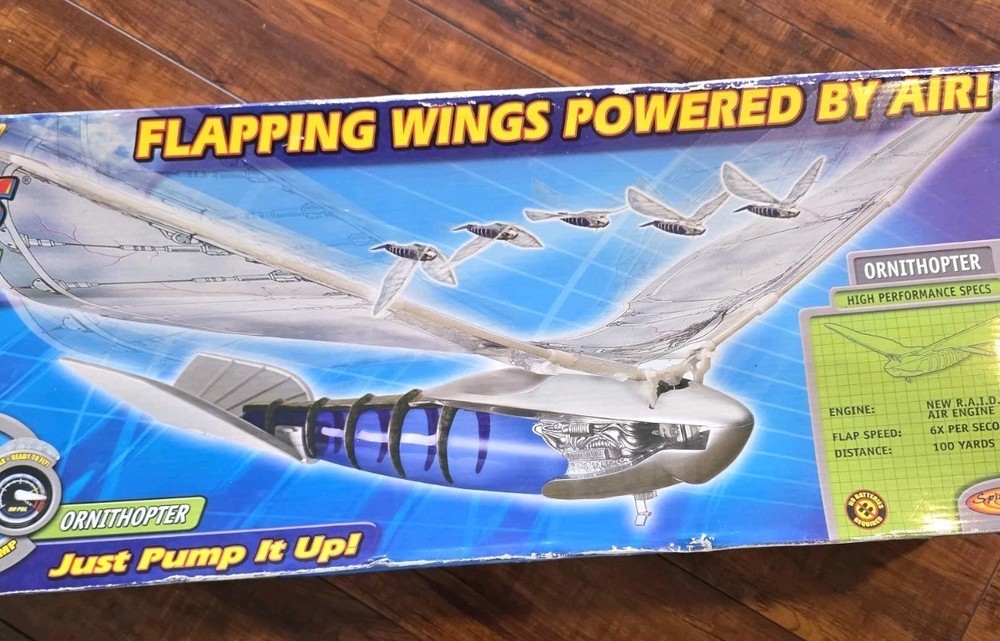 VINTAGE AIR HOGS ORNITHOPTER AIR PRESSURE ENGINE PLANE FLAPPING WING SPIN MASTER